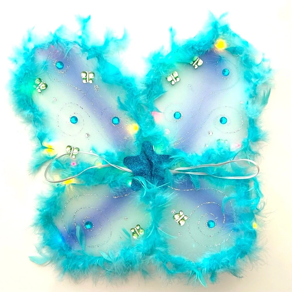 Costume Blue Fairy Butterfly Birthday Halloween Angel Wings w/Lights